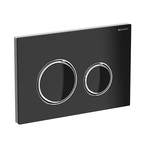 115.884.SJ.1 Смывная клавиша Geberit Sigma21, двойной смыв к 111.300/350/361/362/380/390/796 : стекло чёрное, глянцевый хром. Фото 4