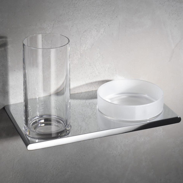 11554019000 EDITION 400 Двойной держатель с хрустальным стаканом и матовая хрустальная чаша, хром. Фото 3