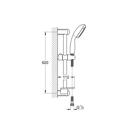 124416 Eurostyle New Набор для ванны 3 в 1 (смесители для душа и умывальника, душ гарнитур и полочкой), хром. Фото 7