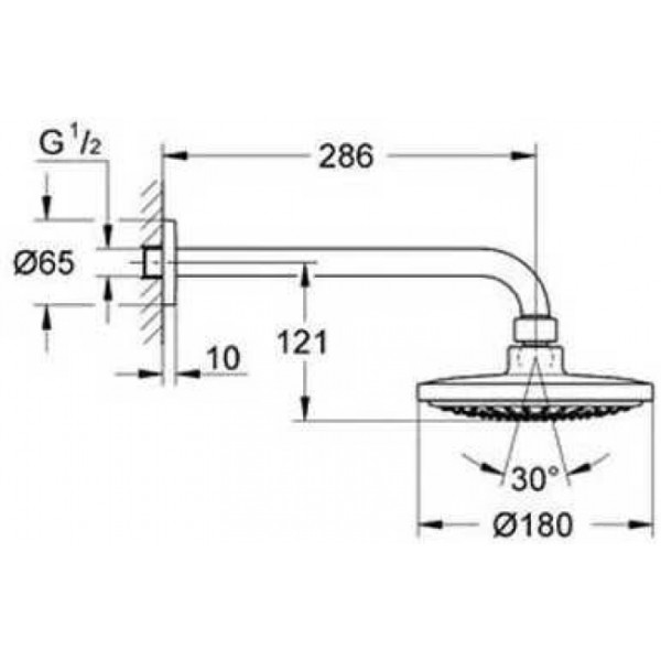 124440 Eurosmart 2015 Промо набор 5в1:Душевая система Eurosmart с душевым гарнитуром и верхним душем Tempesta 210, хром. Фото 2