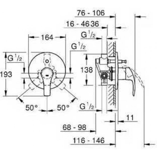 124440 Eurosmart 2015 Промо набор 5в1:Душевая система Eurosmart с душевым гарнитуром и верхним душем Tempesta 210, хром. Фото 3