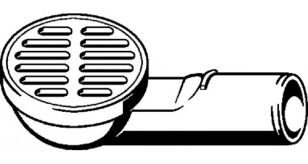 125936 Advantix Трап для балконов и террас с защитной загл., кругл. решеткой, D=100 mm, бок.отводом, K=300 кг, DN 50 - 2,5 л/с. Фото 2