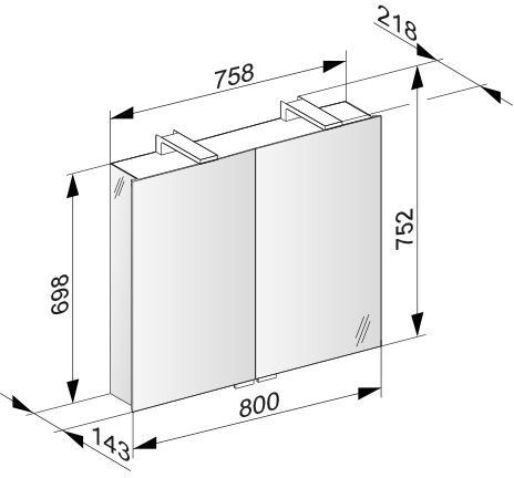 12703171301 ROYAL UNIVERSE Зеркальный шкаф 800х752х143 мм, с подсветкой. Фото 2