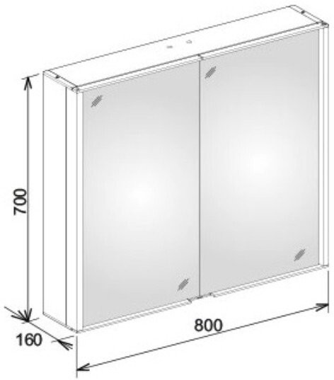 12802171301 ROYAL MATCH Зеркальный шкаф 800*700*160 мм LED подсветка вертикальная. Фото 2
