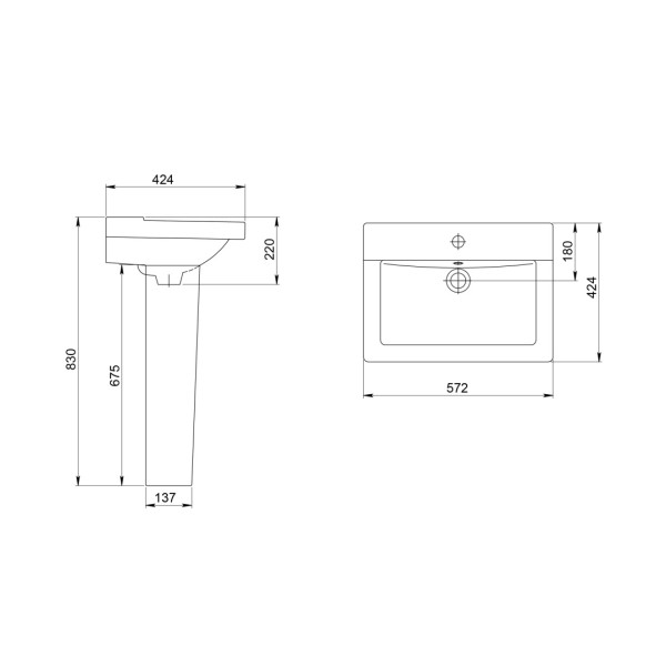 131108S0011B0 Умывальник Орион с переливом белый 572х424. Фото 3