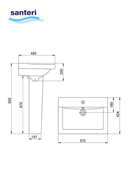 131108S0011B0PDST Умывальник Орион+пьедестал. Фото 3