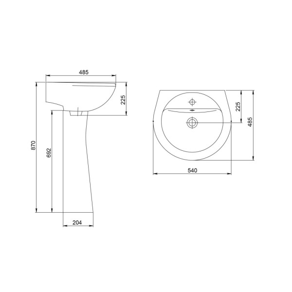 131112S0011B0 Умывальник Соната с переливом белый 540х485. Фото 4