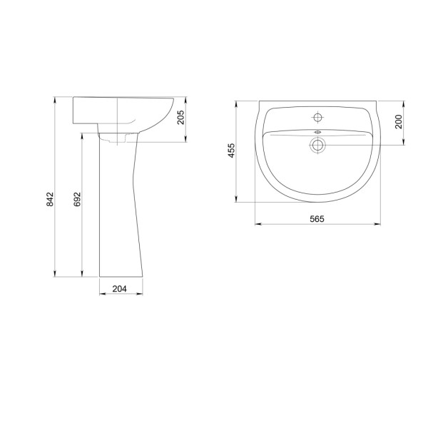 131115S0011B0 Умывальник Версия с переливом белый 565х455. Фото 3