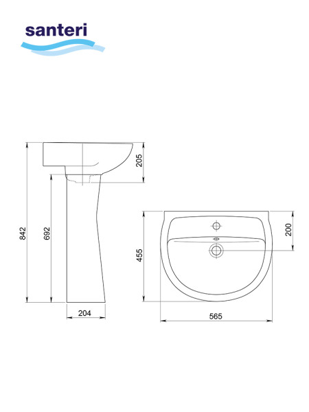 131115S0011B0PDST Умывальник Версия+пьедестал. Фото 5