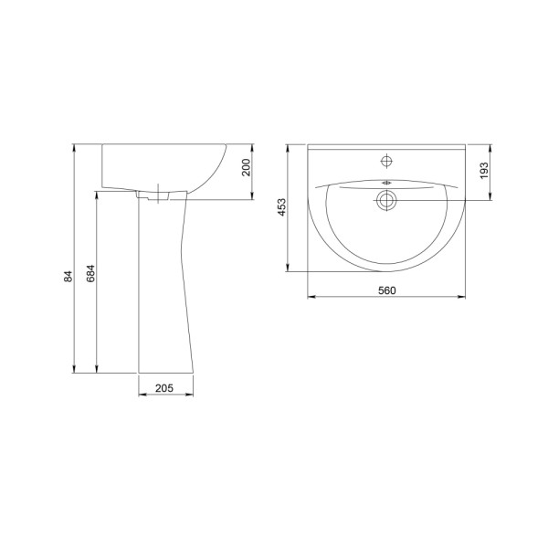 131116S0011B0 Умывальник Виктория с переливом белый 564х453. Фото 4
