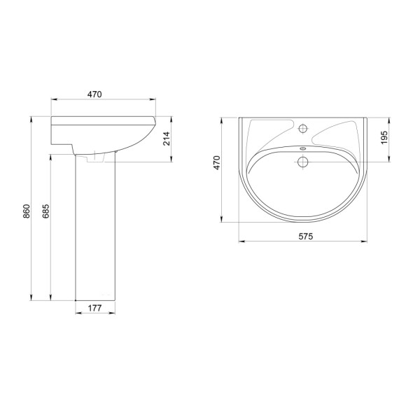 131118S0011B0 Умывальник Вест с переливом белый (требуются кронштейны 1.8937.0.S99.980.5) 470х575. Фото 3