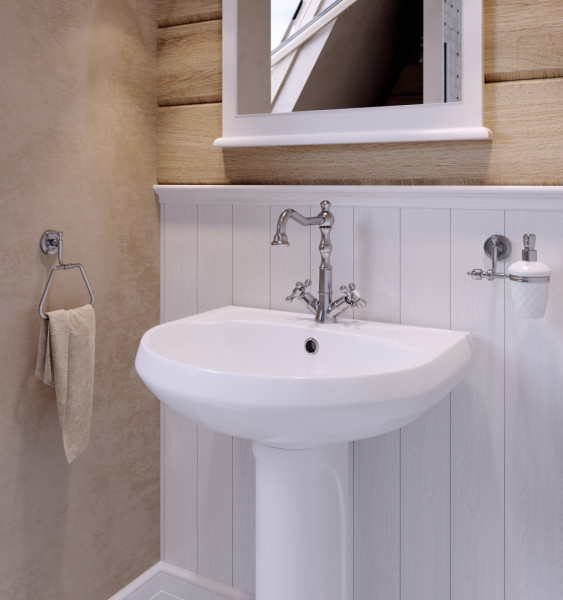 131118S0011B0 Умывальник Вест с переливом белый (требуются кронштейны 1.8937.0.S99.980.5) 470х575. Фото 4