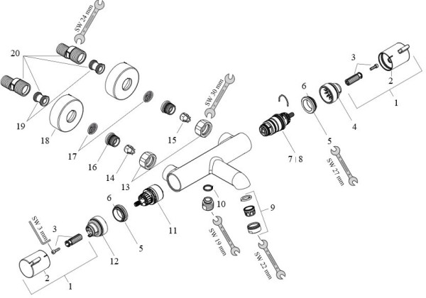 13114000 HG Ecostat Comfort термостатический смеситель для ванны. Фото 2