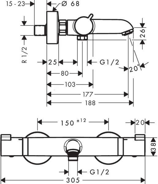 13114000 HG Ecostat Comfort термостатический смеситель для ванны. Фото 4