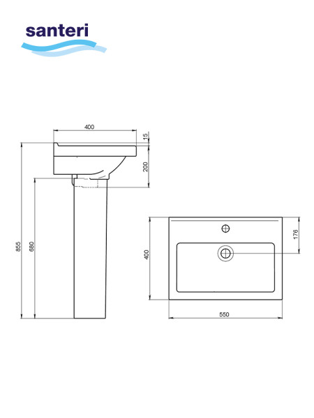 131153S0011B0PDST Умывальник Визит 55+пьедестал. Фото 5