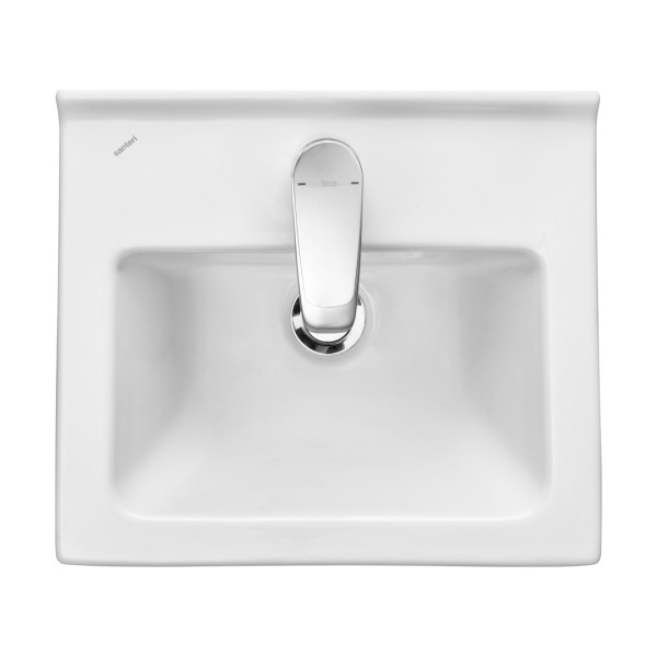 131177S0011B0 Умывальник Визит-40 с переливом белый (требуются кронштейны 1.8937.0.S99.980.5) 405х355. Фото 2