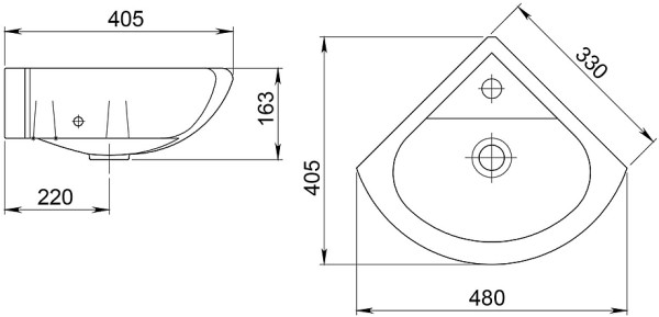 131309S0010B0 Рукомойник Радиан белый угловой 33х405. Фото 3