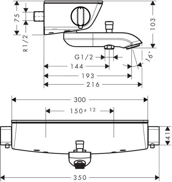 13141400 HG Ecostat Select термостатический смеситель для ванны, белый/хром. Фото 2
