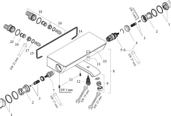 13141400 HG Ecostat Select термостатический смеситель для ванны, белый/хром. Фото 3