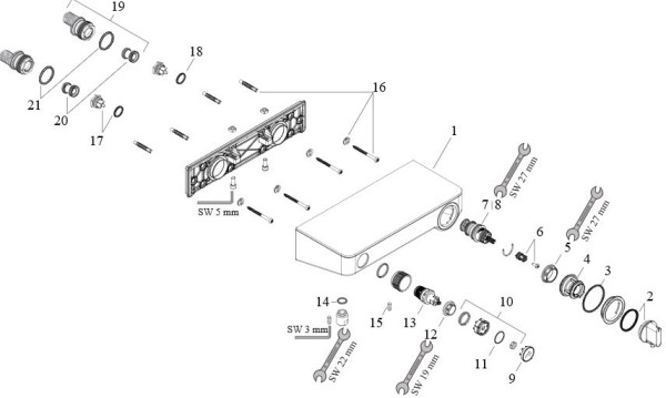 13171000 HG Ecostat Select термостатический смеситель для душа с кнопками управления, хром. Фото 3