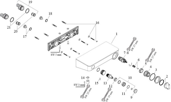13171400 HG Ecostat Select термостатический смеситель для душа с кнопками управления, белыйхром. Фото 2