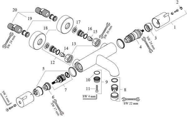13201000 HG Ecostat 1001 CL термостатический смеситель для ванны. Фото 4