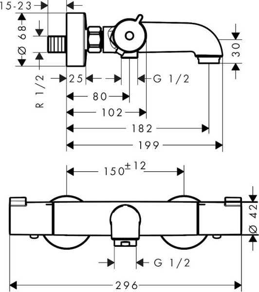 13201000 HG Ecostat 1001 CL термостатический смеситель для ванны. Фото 9
