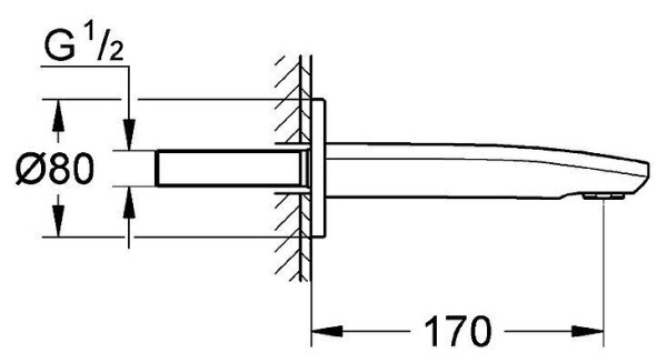 13276002 Eurostyle Cosmopolitan Излив для ванны, хром. Фото 2