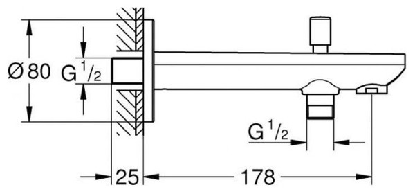 13390000 BauContemporary Излив для ванны с переключателем, вынос 170 мм, хром. Фото 3
