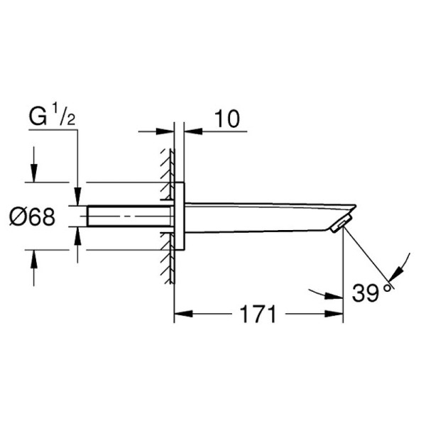 13448003 Eurosmart 2021 Излив для ванны, хром. Фото 2