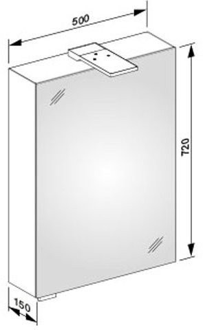 14401171201 ROYAL 15 Зеркальный шкаф 500x150x720 мм, 1 распашная дверца из двойного хрустального с подсветкой, петли слева. Фото 3