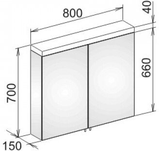 14403171301 ROYAL 15 Зеркальный шкаф 800x150x720 мм, 2 распашные дверцы с двусторонним озеркаливанием, с подсветкой. Фото 2
