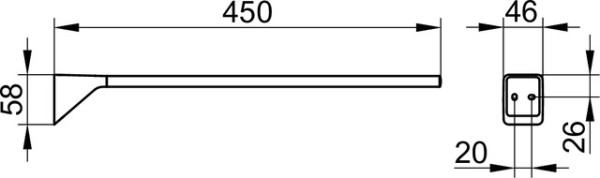 14620010000 AVENO Полотенцедержатель одинарный, неповоротный, 450 мм с клеевым комплектом, хром. Фото 2