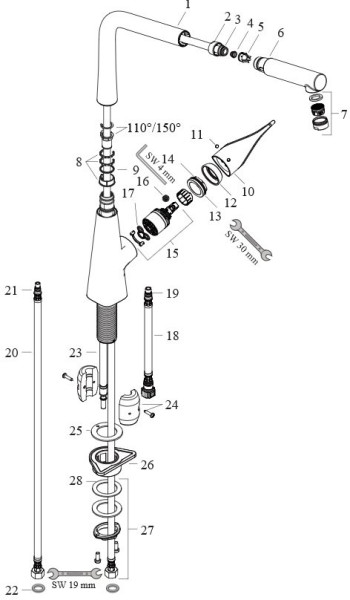 14821000 HG Metris смеситель для кухни. Фото 8