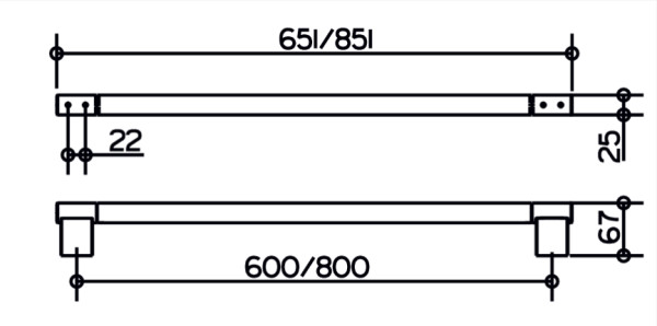 14901370800 PLAN Полотенцедержатель 800 мм, чёрный матовый. Фото 2