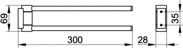 14919370000 PLAN Полотенцедержатель двойной, поворотный, 300 мм, чёрный матовый. Фото 2