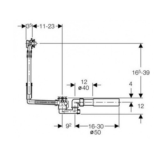150.017.00.6 Слив-перелив с цепочкой для стандартной ванны d 50 mm. Фото 3