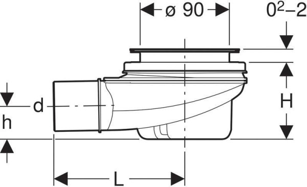 150.550.00.1 Сифон для душевых поддонов d90, высота гидрозатвора 50 мм, крышка 150.265.21.1 (Аналог 243.775.21.1 и 150.670.00.1). Фото 2