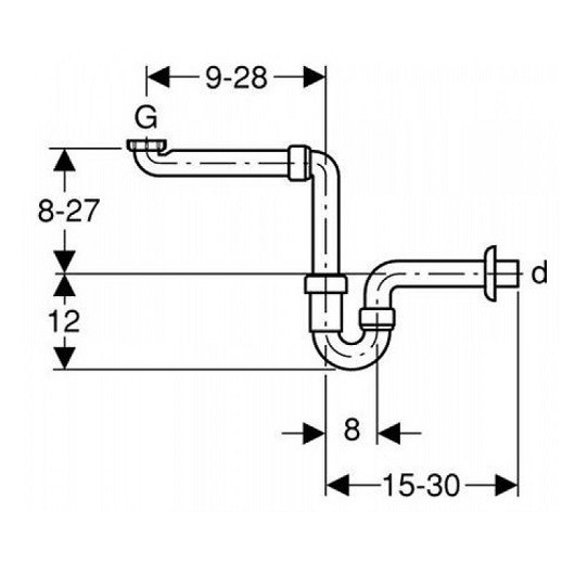151.107.11.1 Сифон U-образный, компактная модель, горизонтальный выпуск, Альпийский белый. Фото 3