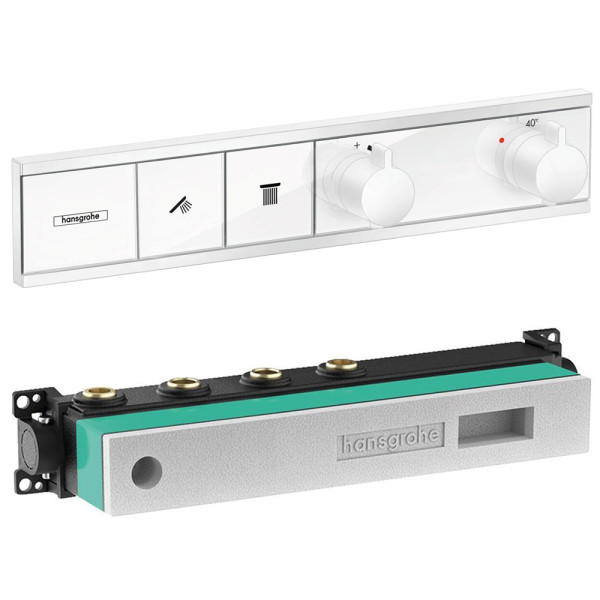 15380700S Set HG RainSelect термостатический смеситель для душа встройка 2 режима (15380700+15310180), матовый белый. Фото 1