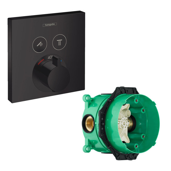 15763670S Set HG Select термостатический смеситель для душа (15763670+01800180), матовый черный. Фото 1