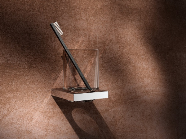 19150019000 EDITION 90 Square Держатель стакана в комплекте с хрустальным стаканом, хром. Фото 2