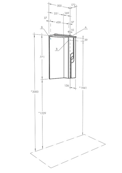 1A007402PD01R Зеркало-шкаф Панда 50 правое. Фото 2