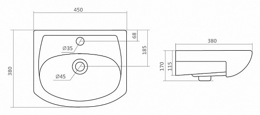 1A0652K1KO01L Набор: 1A065201KO01L Тумба-умывальник КОЛИБРИ 45 левый/ 1WH112449 Азов-45. Фото 3