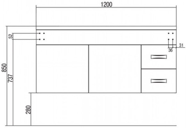 1A1106K2DR010 Набор: 1A110601DR010 Тумба-умывальник Диор 120 / 1A729631AG010 Раковина Айрис120. Фото 2