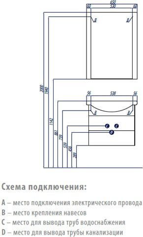 1A1233K0AA010 Набор: 1A123301AA010 Тумба-умывальник Ария 65 М/ 1WH207782 Раковина Смайл-65. Фото 2
