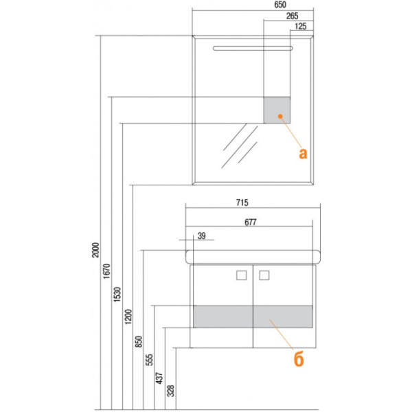 1A1241K1OP010 Набор: 1A124101OP010 Тумба Оптима 70/ 1WH302083 Раковина Тигода. Фото 7