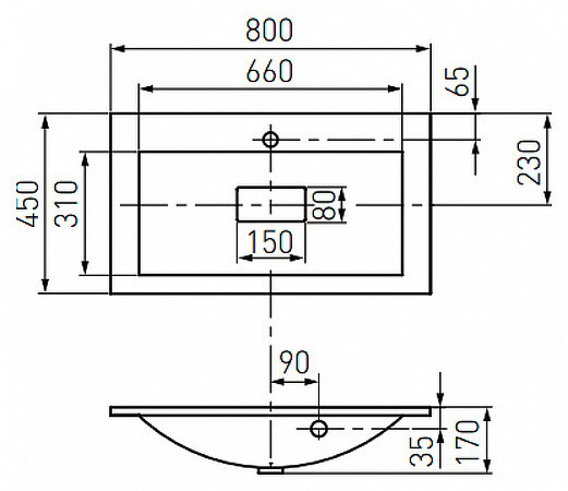 1A1268K6MA010 Набор: 1A126801MA010 Тумба-умывальник Мадрид 80 М / 1A722931AG010 Раковина Айрис 80. Фото 3