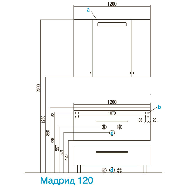 1A1269K5MA010 Набор: 1A126901MA010 Тумба-умывальник Мадрид 100 М / 1A723031AG010 Раковина Айрис 100. Фото 3