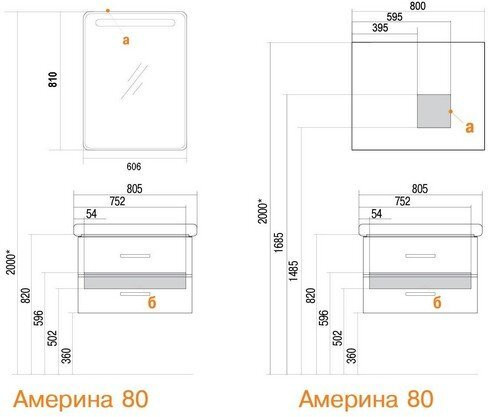 1A1377K1AM010 Набор: 1A137701AM010 Тумба-умывальник Америна 80/ 1WH302084 Раковина Тигода. Фото 2